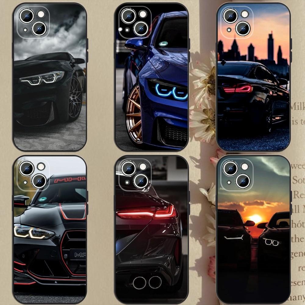 B-Blue Red Car Phone Case Phone Case For Apple iPhone 15,14,13,12,11,XS,XR,X,8,7,Pro,Max,Plus,mini Silicone Black Cover