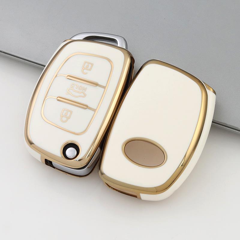 TPU Gold Edge Key Cover for Hyundai Elantra, Avante, Mistra, Tucson