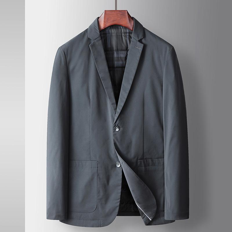 

Осенне-зимний деловой повседневный однотонный утепленный костюм с подкладкой из белого утиного пуха для мужчин среднего и молодого возраста 170 серый