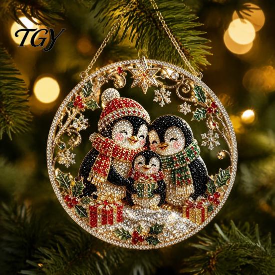 Textured Bead Art Kit Christmas Faux Diamond Ornament Kit, Santa Angel Sun Catcher DIY Acrylic Stress Free Creative Hobby Round Board, 3D Craft
