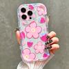 Phone Case For iPhone 17 16 15 Pro Max 11 12 13 14 Plus 17e 16e Ins Small Flower Pattern 3D Wave Edge Clear Transparent Cover