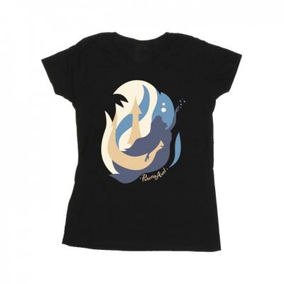 T-shirt in cotone con silhouette colorate della Sirenetta da donna/donna