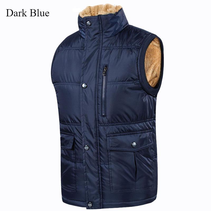 Men's Fleece-Lined Thickened Thermal Vest for Fall/Winter Oversized Stand Collar Sleeveless Jacket for Middle-Aged and Elderly Men