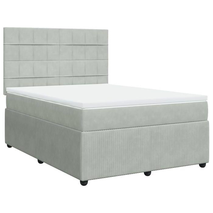 VidaXL Sommier à lattes de lit et matelas Gris clair 140x190cm Velours 3294634