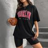 Dame 2-delt sportsantrekk Kortermet topp og shortssett Uformelt sommer treningsdress