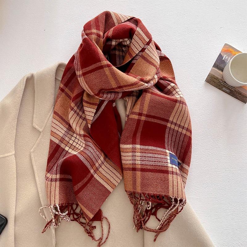 Autumn and winter new versatile scarf women's thickened woven thick beard fringed warm scarf imitation cashmere shawl