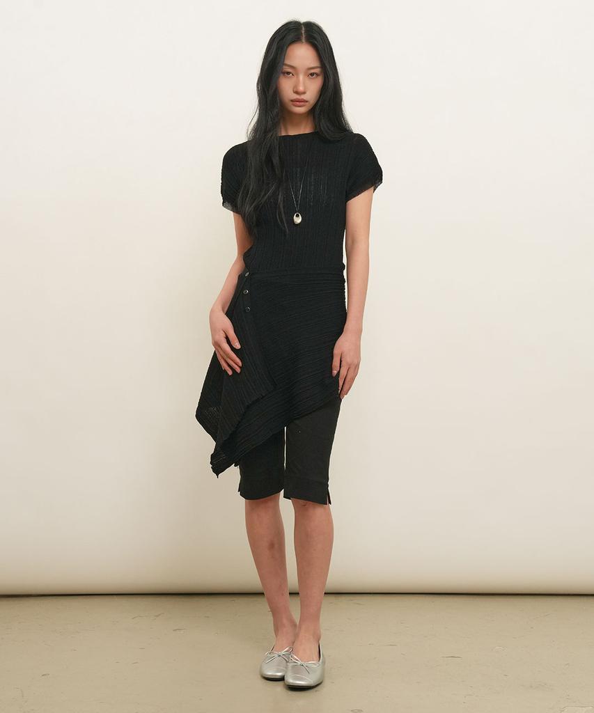 GENERALIDEA Pleated Half-Neck Knit Top [Black] / Gf2Lkp529