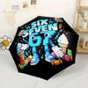 Pixelated Robot Dance Party Automatic Umbrella Compact 8-Rib Design Durable Plastic & Iron for Women/Men Stylish Accessory Spiritual Gift