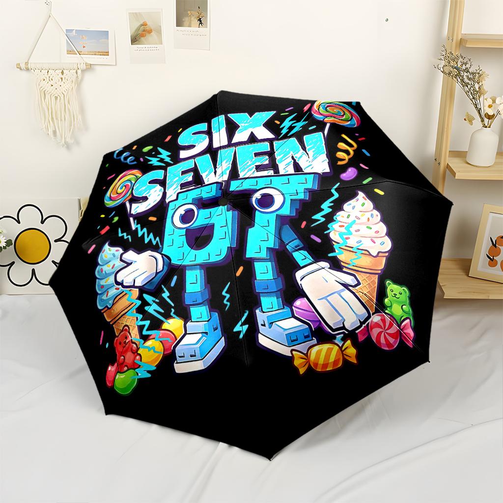 Pixelated Robot Dance Party Automatic Umbrella Compact 8-Rib Design Durable Plastic & Iron for Women/Men Stylish Accessory Spiritual Gift