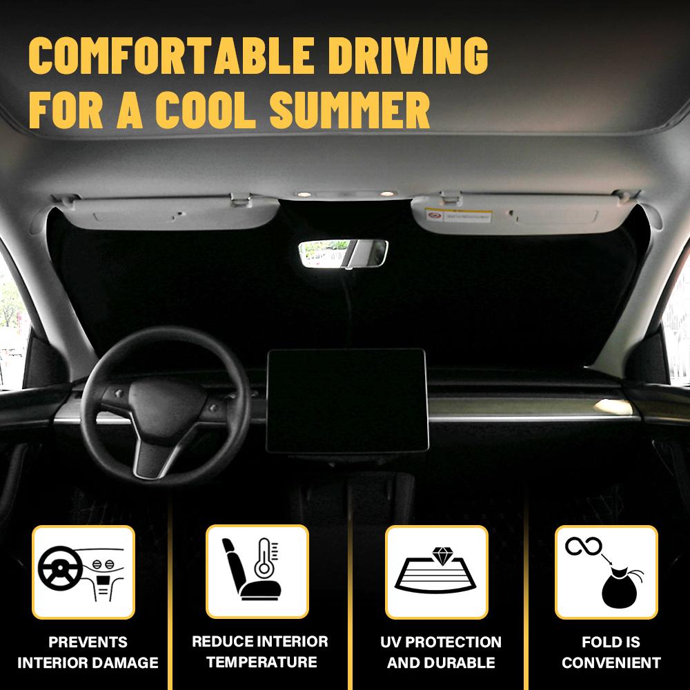For Tesla Model 3 Model Y Car Windshield Sunshade Cover Front Window Sun Shade Visor Auto Interior Accessories UV Protection