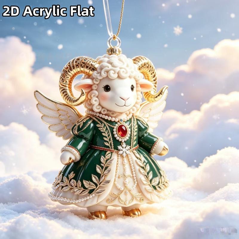 Shining Goat Hanging Ornament 2D Flat Embossed Pattern Goat Bag Charm For Festive Occasions Gifts