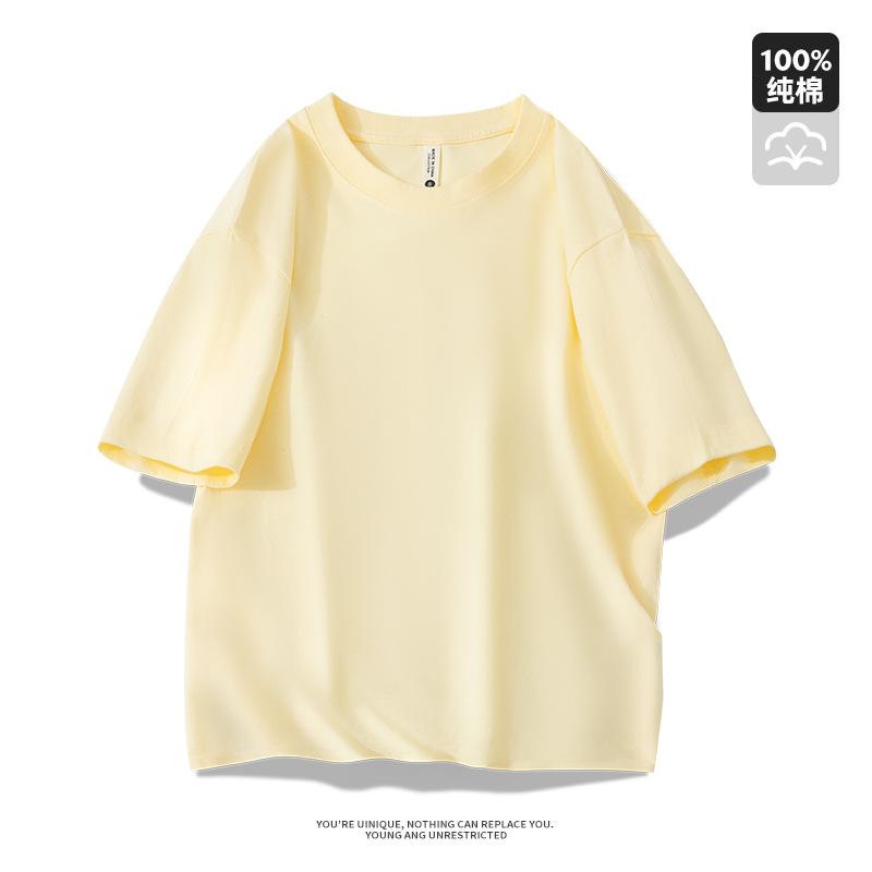 Women Men Adult Cotton Short Sleeve T-Shirt, Summer Crew Neck Loose Heavyweight Basic Top, Unisex Matching Family Casual Tee