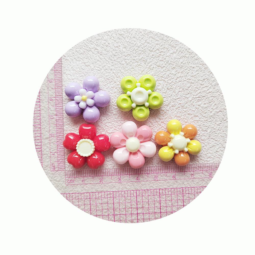 100pcs Popular Kawaii Flower Resin Beads Fit Hair Accessories Doll House Toy Slime Decoration