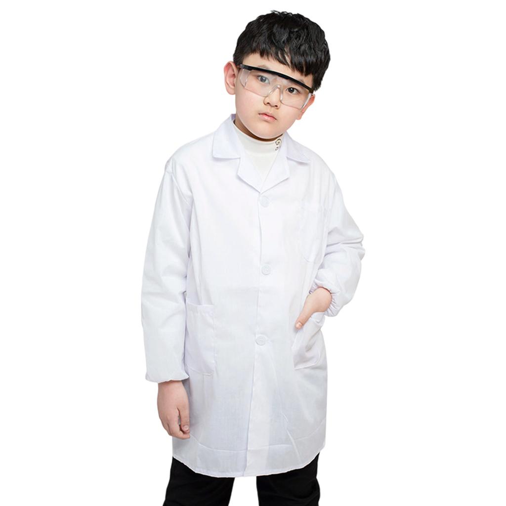 Cotton Childrens Lab Coat With Functional Pockets Science Role Play Costume Adjustable Design Multiple Color Option