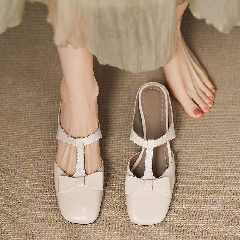 

Square head shoes women s summer new versatile comfortable simple bag head half drag sandals with skirt slippers 40