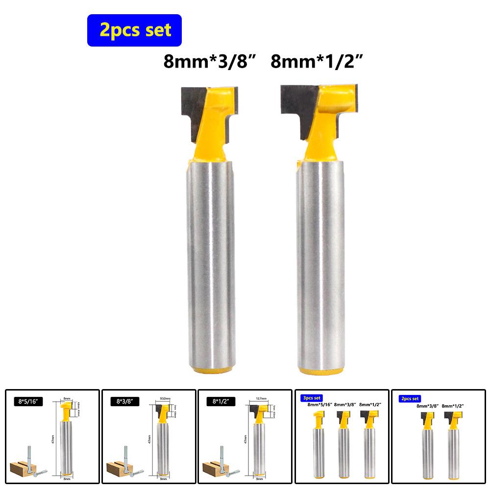 3PCS 8mm Shank Long Straight Router Bit Woodworking Cutter Wood Cutting Tools