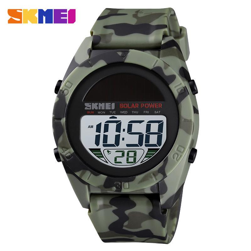 

Модные многофункциональные студенческие спортивные солнечные часы водонепроницаемые мужские камуфляжные электронные часы