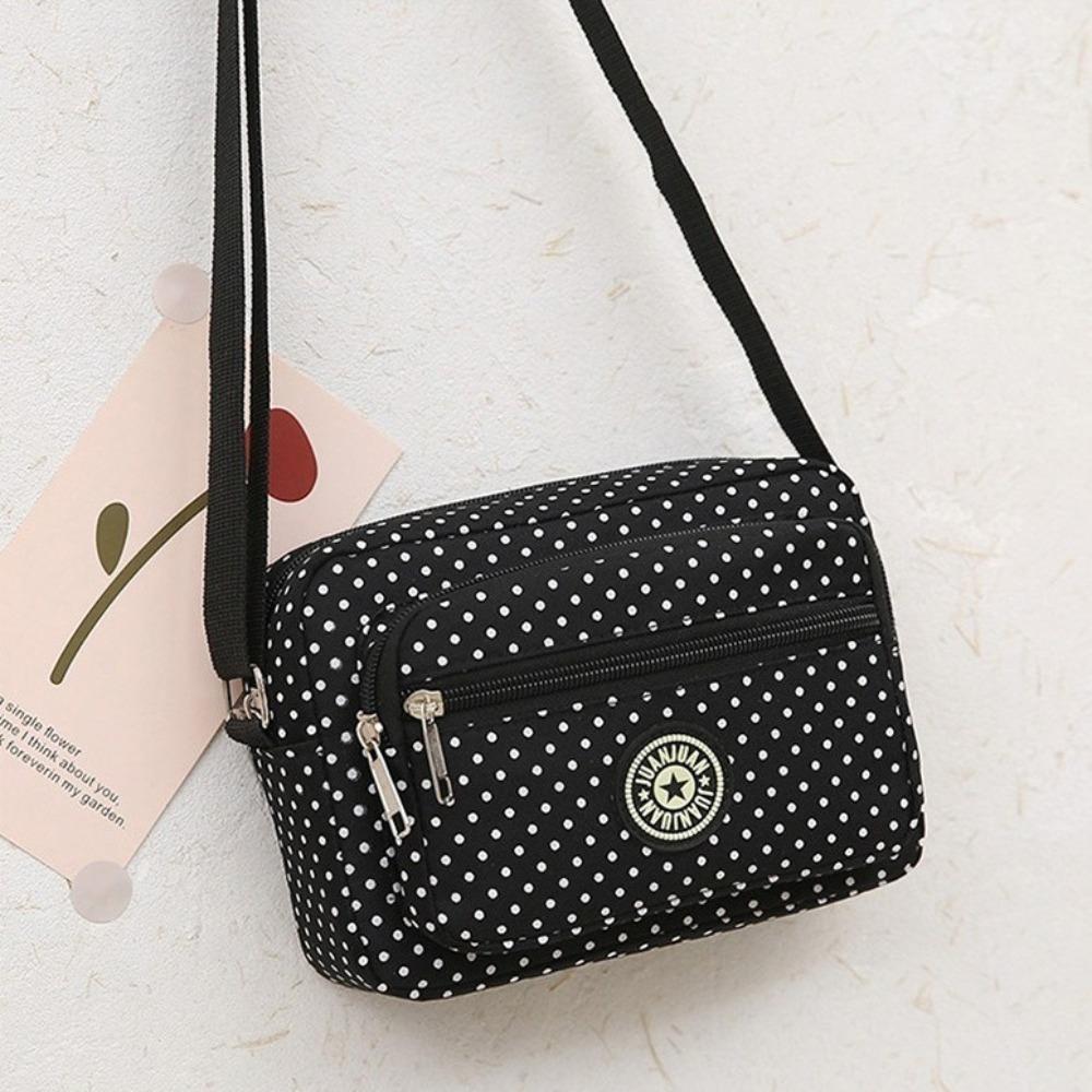 

Оксфордська сумка з різнокольоровим принтом у горошок. Модна сумка-мессенджер. Модна сумка через плече. чорний