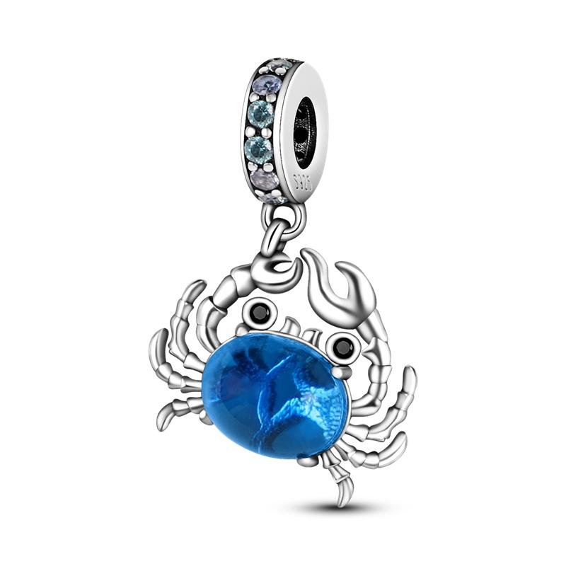 100% Real Copper Ocean Blue Sea Octopus Turtle Mermaid Charms Bead Fit Original Bracelet Plata Charms