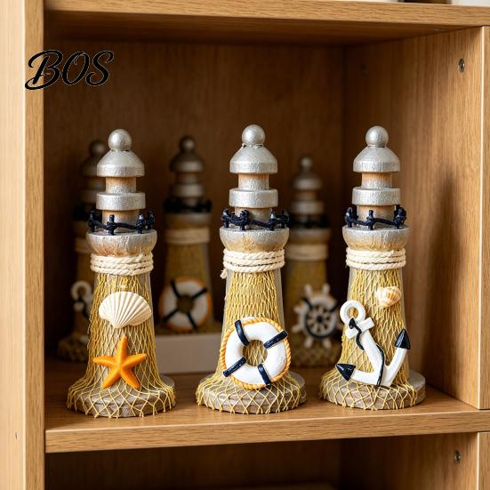 Hand Polished Wooden Figurine Rustic Wood Lighthouse Figurine, Nautical Ocean Beach Sculpture, Souvenir Decoration Handcrafted Coastal Tabletop