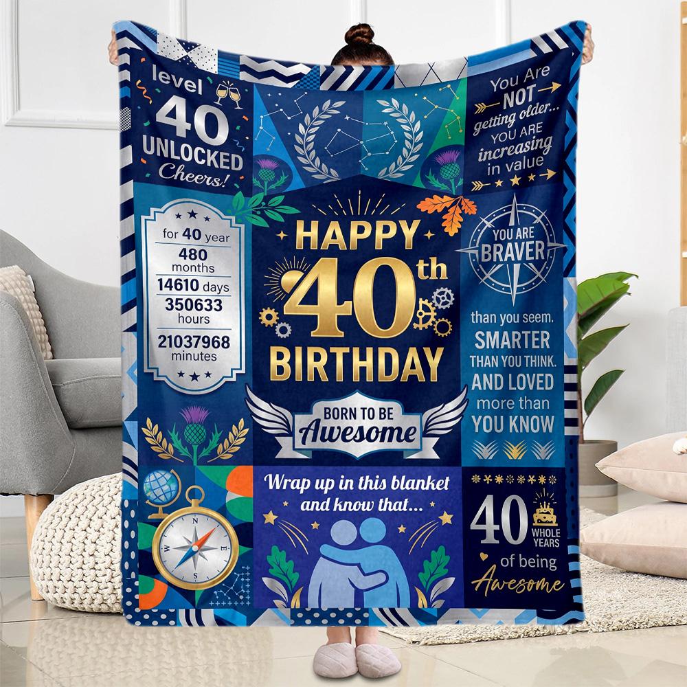 40th Birthday Celebration Quotes Blanket Warmthful Decor Great for Picnics Bed Office All-Season Use Warmthful Decor