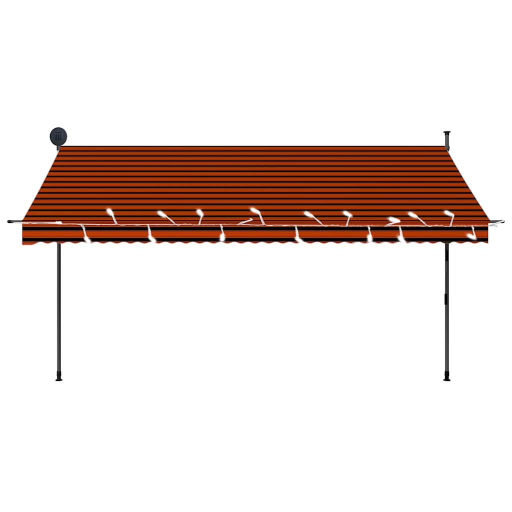 Vidaxl Ręcznie Zwijana Markiza Z Led, 350 Cm, Pomarańczowo-Brązowa