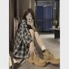 Women's Autumn Plaid Shirt - Mi-Style Loose Long Sleeve Cardigan Top
