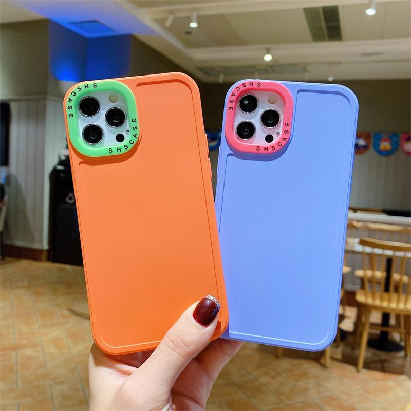 2 In 1 Lens Frame Silicone Phone Case For Iphone 13 12 11 14pro Max Xr Xs Max X 14pro 13 12 Shockproof Soft Candy Color Cover