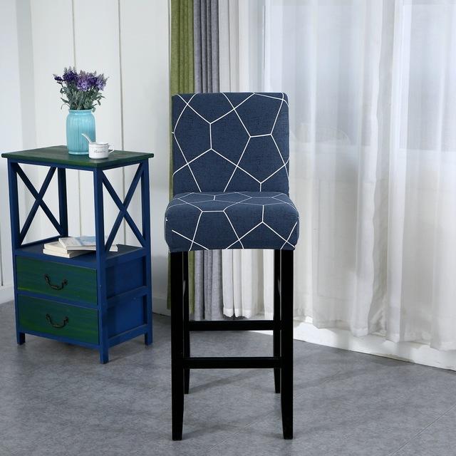 Elastic Short Chair Furniture Cover Spandex Fabric Printed Bar Stool Seat Covers Chair Protector Slipcovers For Cafe Dining Space Kitchen Washable