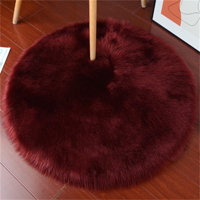 Round Fluffy Velvet Faux Wool Carpet for Bedroom, Sofa, or Chair