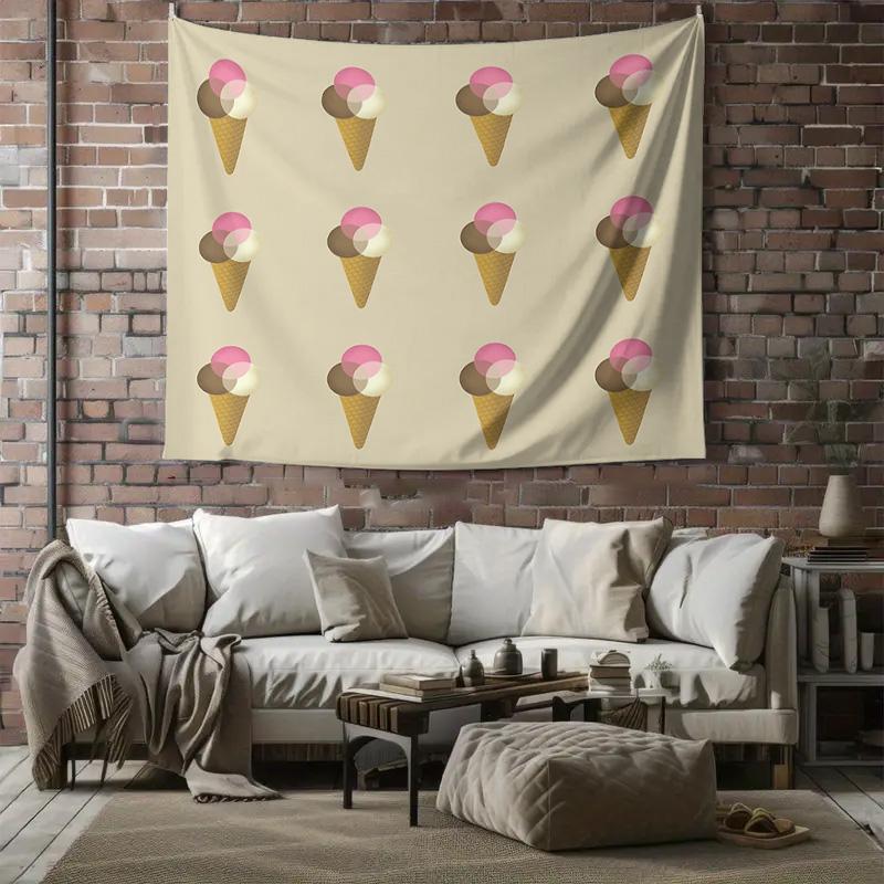 Ice Cream Tapestry Wall Hanging Aesthetic Room Decor Dorm Wall Art Vintage Sweet Cone Backdrop Home Decoration Gift