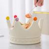 Ceramic Crown Fruit Fork Set Cute Creative Crown Fruit Tray with Fork Reusable Anti-scald Dessert Forks with Storage Jar