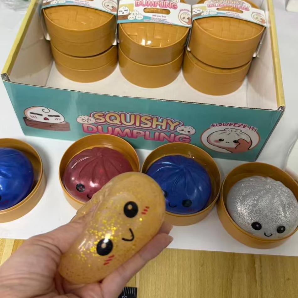 Glitter Dumpling, Glitter Dumpling Squishy Box Dumplings Squishy Anxiety Relief Fidget Soft Squeeze Decompression Dough