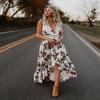 Letní květinové Boho dámské elegantní vintage dlouhé maxi šaty Sexy plážové šaty na párty bez zad