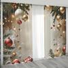 2pcs Festive Christmas Curtain Set-Snowman Pine Tree Design Polyester Rod Pocket, Machine Washable forLiving Room Bedroom Study