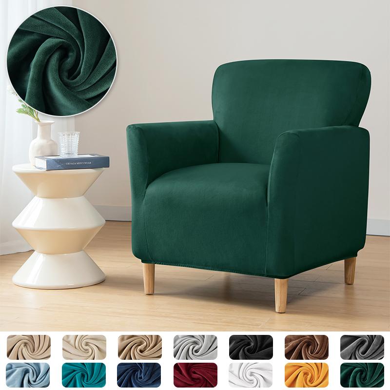 Velvet Stretch Tub Chair Cover Living Room Elastic Club Armchair Slipcovers Single Sofa Covers Washable Home Bar Counter Hotel