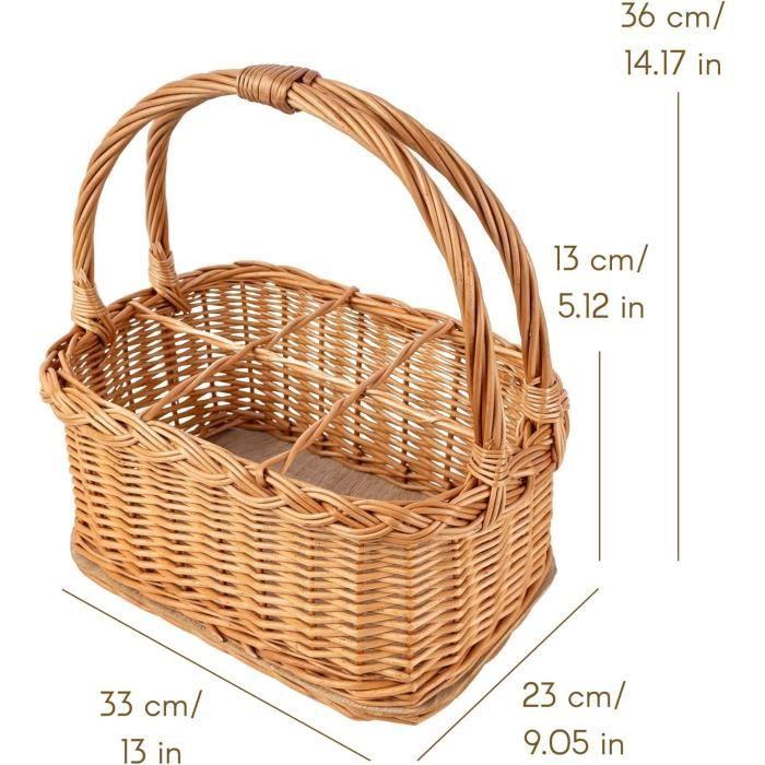 Panier à Bouteilles - CREATIVE HOME - 6 compartiments - 33 x 23 x 36 cm - Osier - Marron