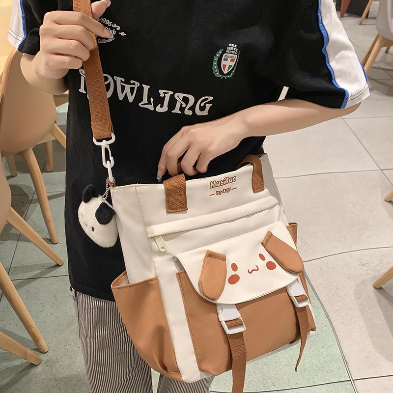 Tutorial Tasche Handtasche Tragen Büchertasche Grundschülerinnen Nachhilfetasche Kontrastfarbe Handheld Ein Schulter Umhängetasche