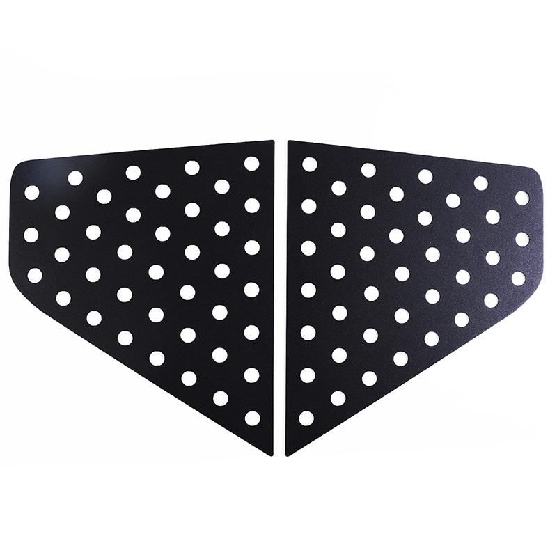 For Kia Soul - Aluminum Alloy Black Car Rear Triangular Glass Window Honeycomb Decorative Panel Sticker Accessories