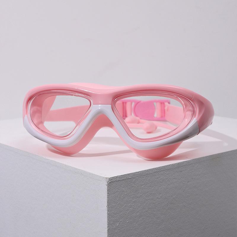 Kids' Waterproof Anti-Fog Swimming Goggles with Integrated Earplugs and Buckle for Boys and Girls