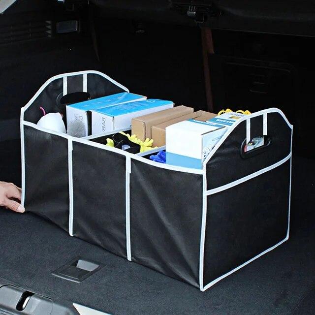 Auto-Kofferraum-Organizer mit mehreren Taschen, große Kapazität, zusammenklappbare Aufbewahrungstasche, zum Verstauen und Aufräumen des Kofferraums, Autozubehör