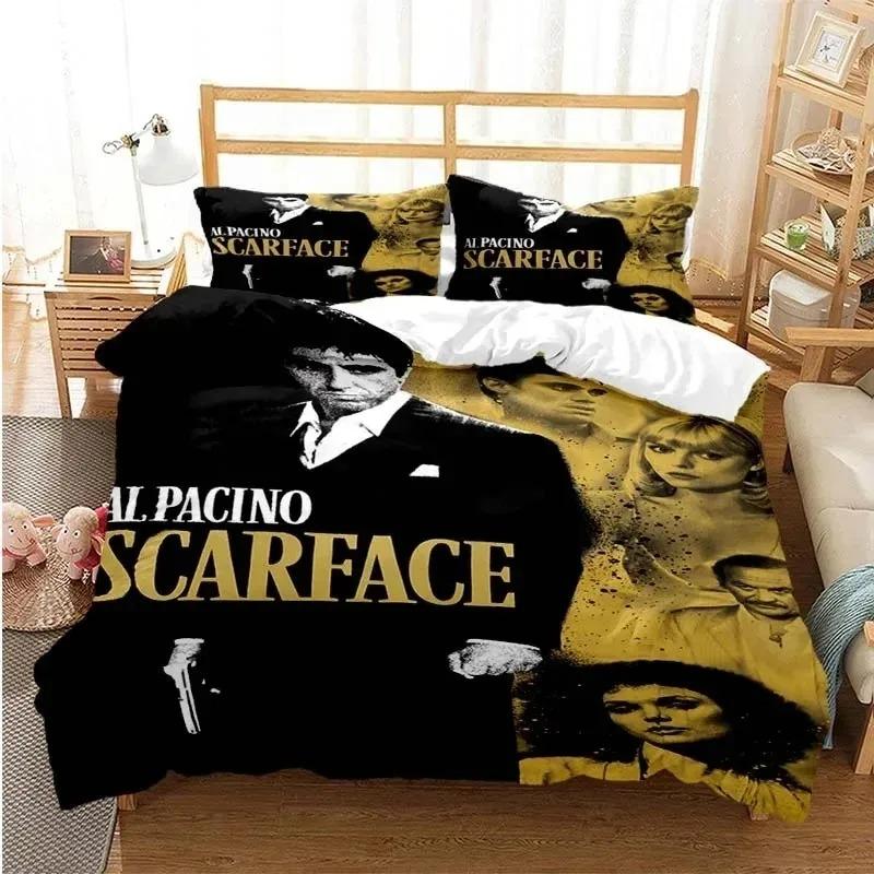 

3D Print Tony Montana Scarfaces Bedding Set Boys Girls Twin Queen King Size Duvet Cover Pillowcase Bed Boys Adult Bed Linen Set 70x133cm 2pcs