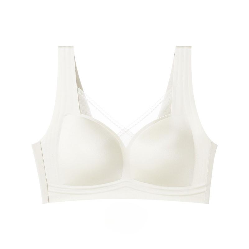 Premium Pearl Satin Triangle Cup Bra, Soft Skin-friendly Side Support Anti-Sagging Fixed Cup Elegant Women's Lingerie