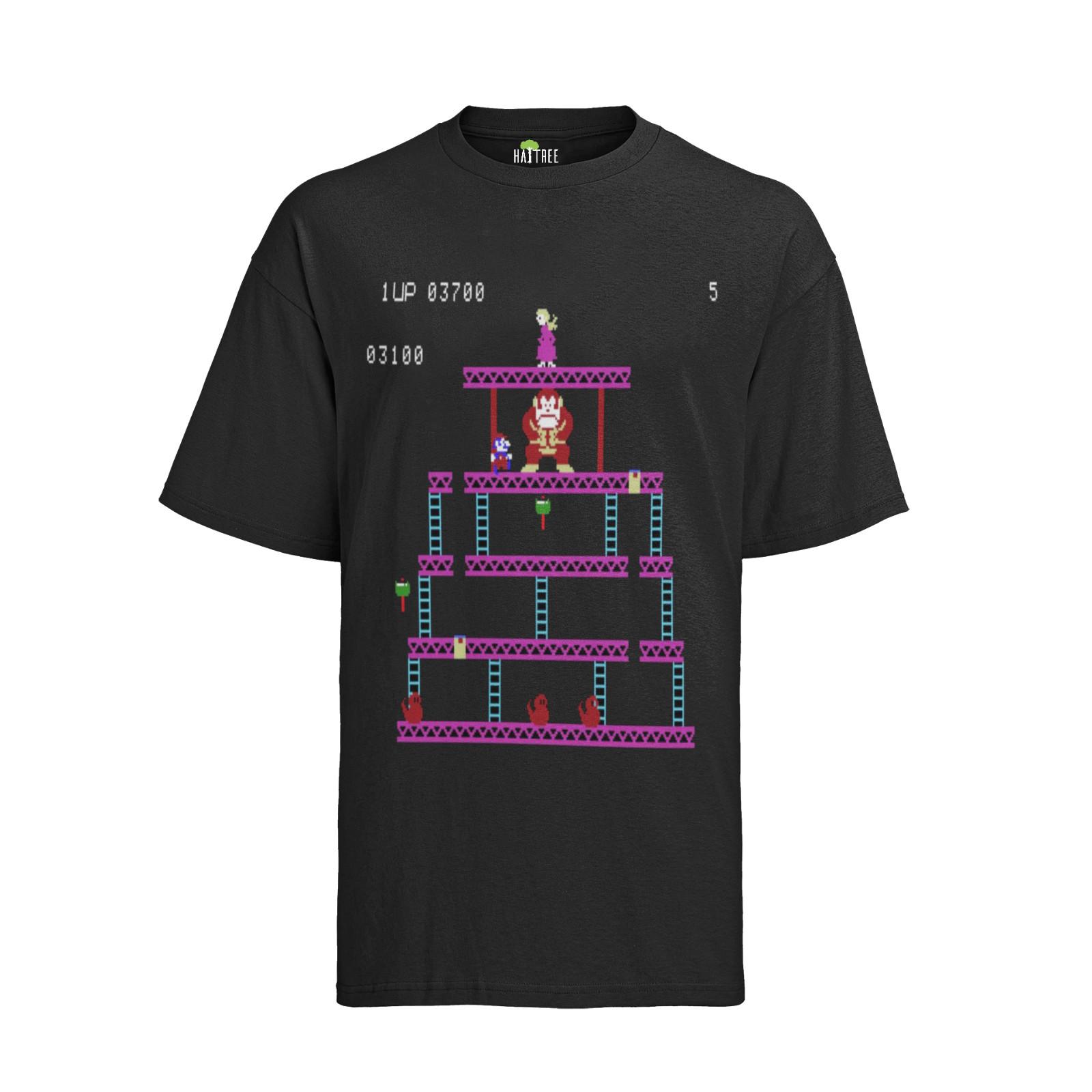 

Top Retro Donkey Kong Series Mario Nintendo Monkey Game T-Shirt Mens Womens Tees Top Mens 1 Up Level S