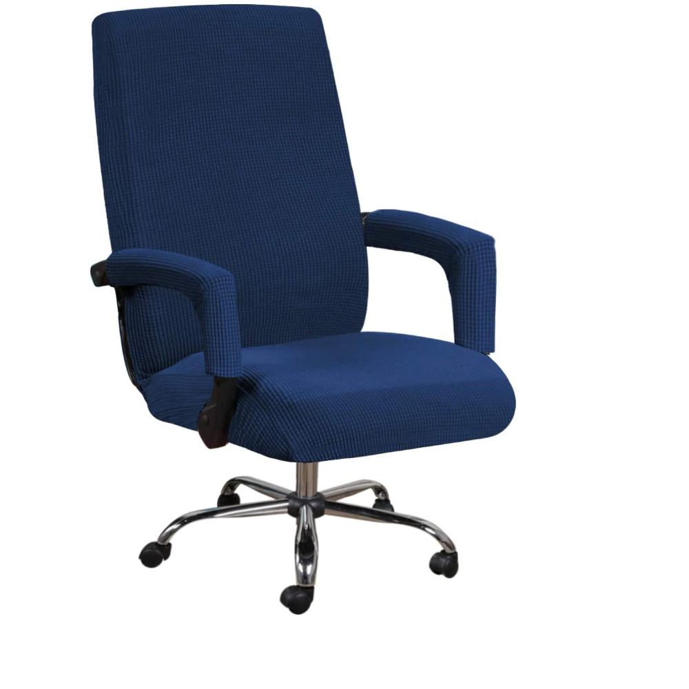 Office Chair Cover+Arm Cover Computer Seat Cover Stretch Rotating Chair Slipcover with Elastic Bottom Chair Protector for Rotating Boss Chair