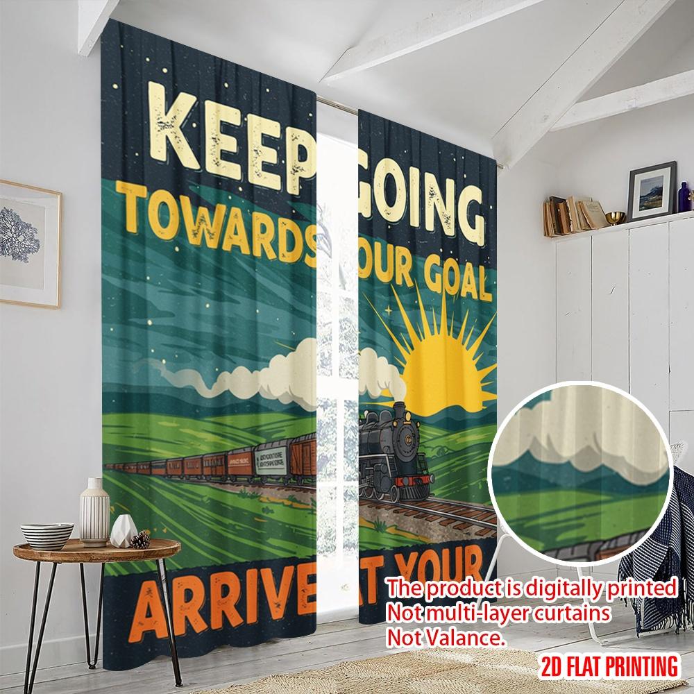 2 Stück 2D Flachdruck Vorhang Weitergehen Ziel Ankommen Ziel Polyester Ohne Strom 0 für Mehrzweckveranstaltung