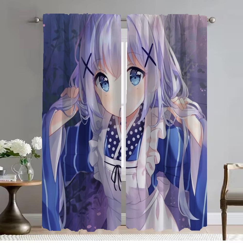 

Kafuu Chino Blackout Curtain for Room 2 Panel Anti-mosquito Curtains Home Interior Curtains Shades Tulle for Bedroom Partition W50xH70cmx2pcs-CL