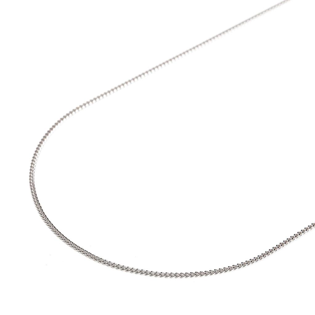 18K White Gold Curb Chain Wide Necklace, 2-Sided, 50cm, Thin, 1.2mm