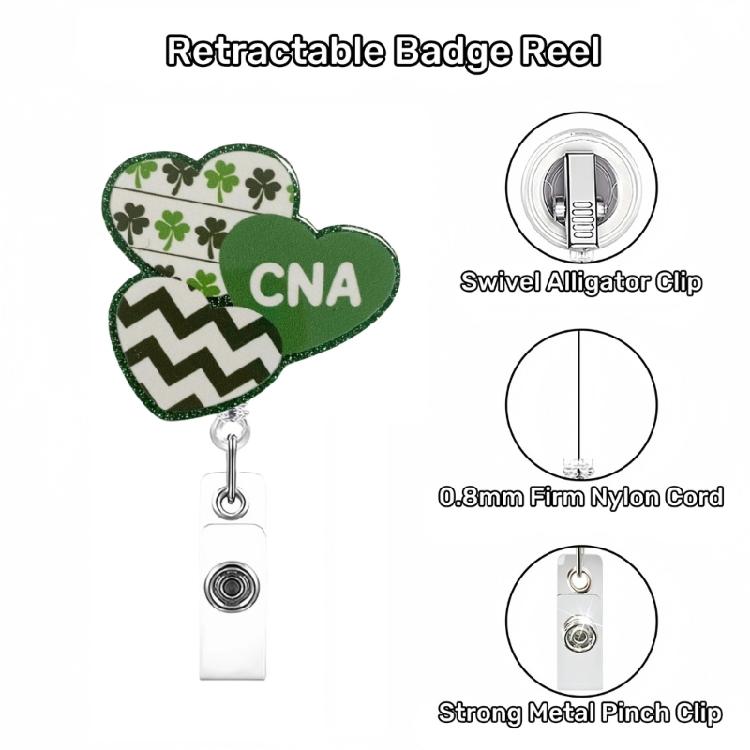 Patrick's Day Badge Holder Retractable Badge Reel with Metal Pocket Clip Doctor Nurse Badge Holder for Office