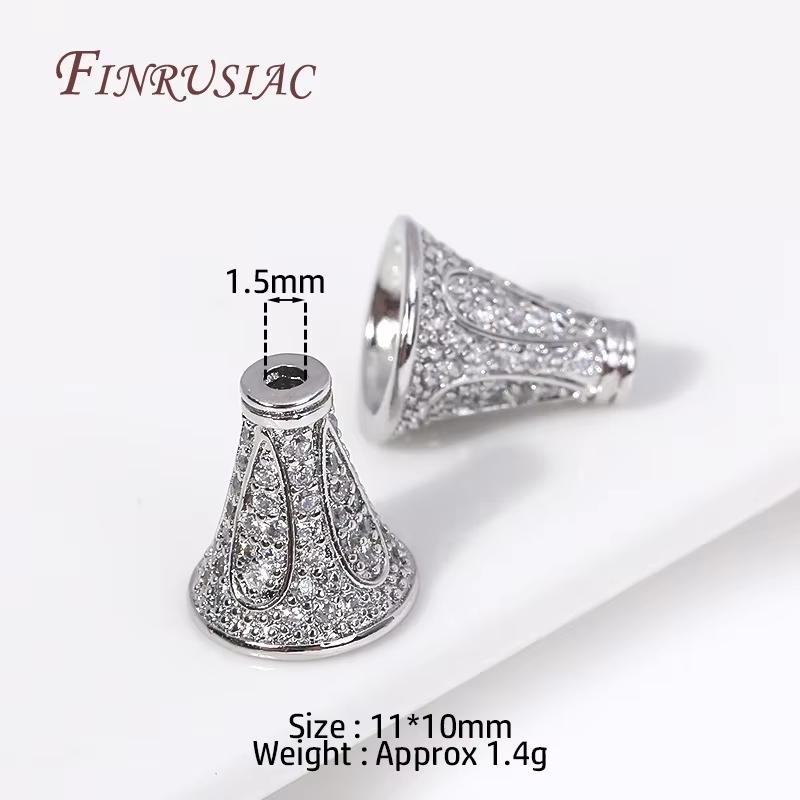 18K Gold Plated Brass with Zircon Spacers Bead Caps For Jewelry Making,Flower Bead End Caps DIY Necklace Bracelets Accessories